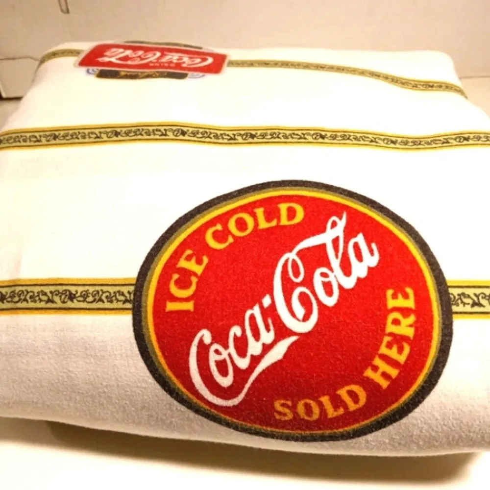 Vintage Y2K Coca-Cola Logo King Size Flat Sheet 108x104